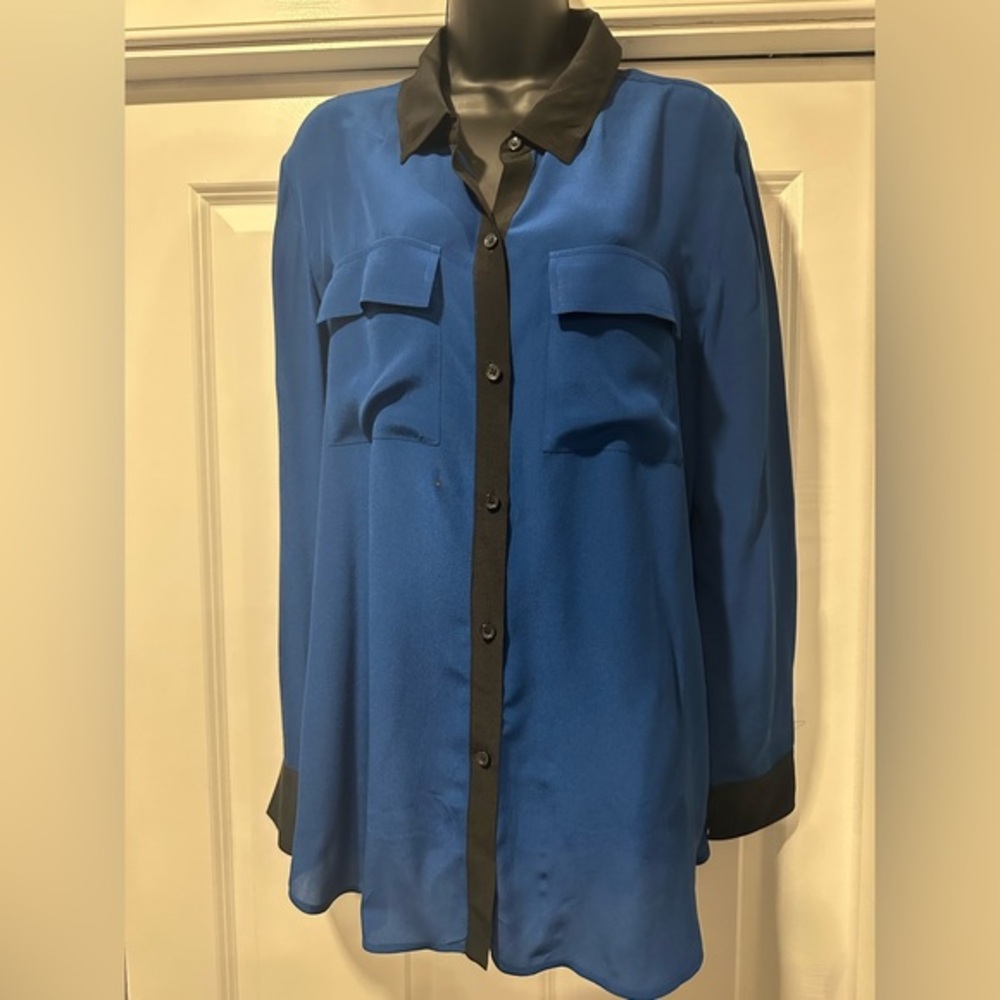 Moda International Blue and Black Blouse